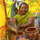 Woman selecting local seeds